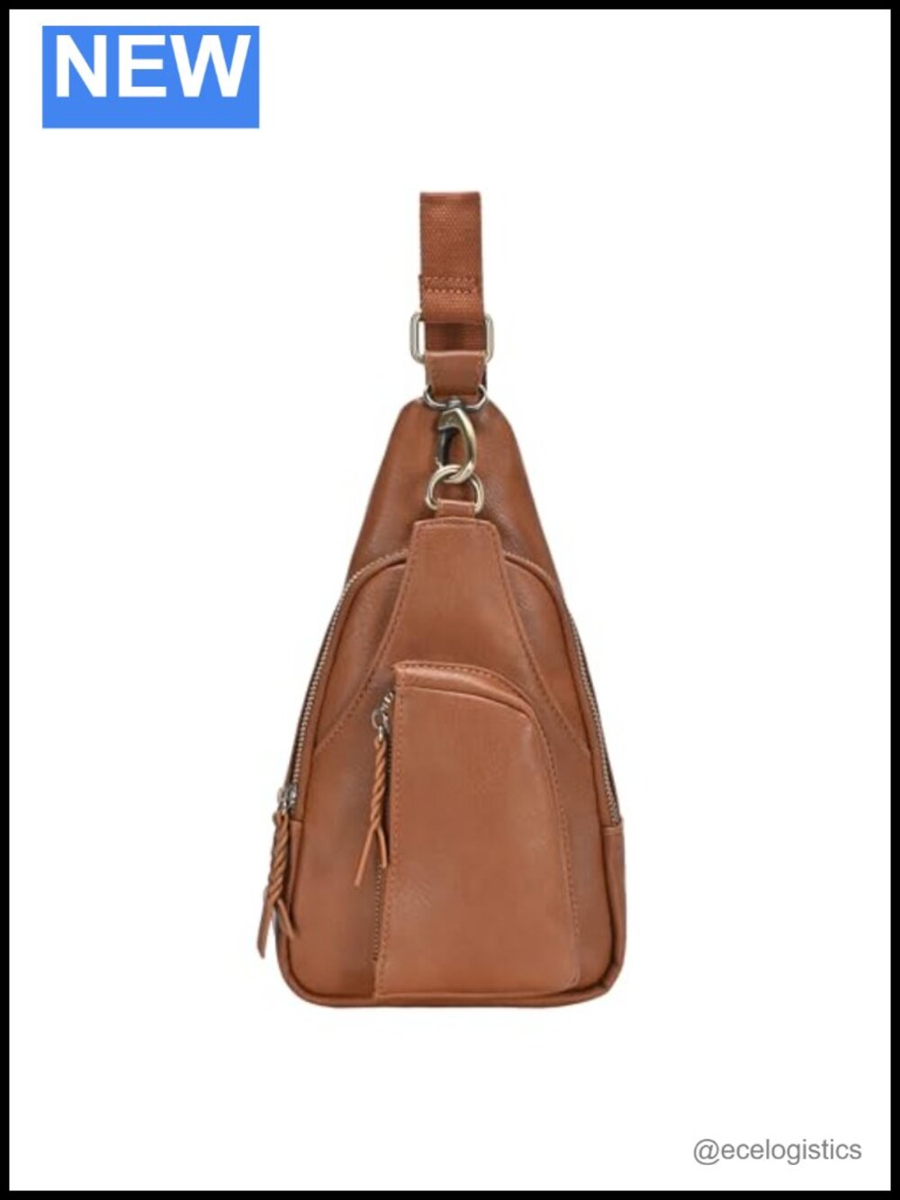 MMS Brands Tasha Vegan Leather Crossbody Sling Bag with Adjustable Strap